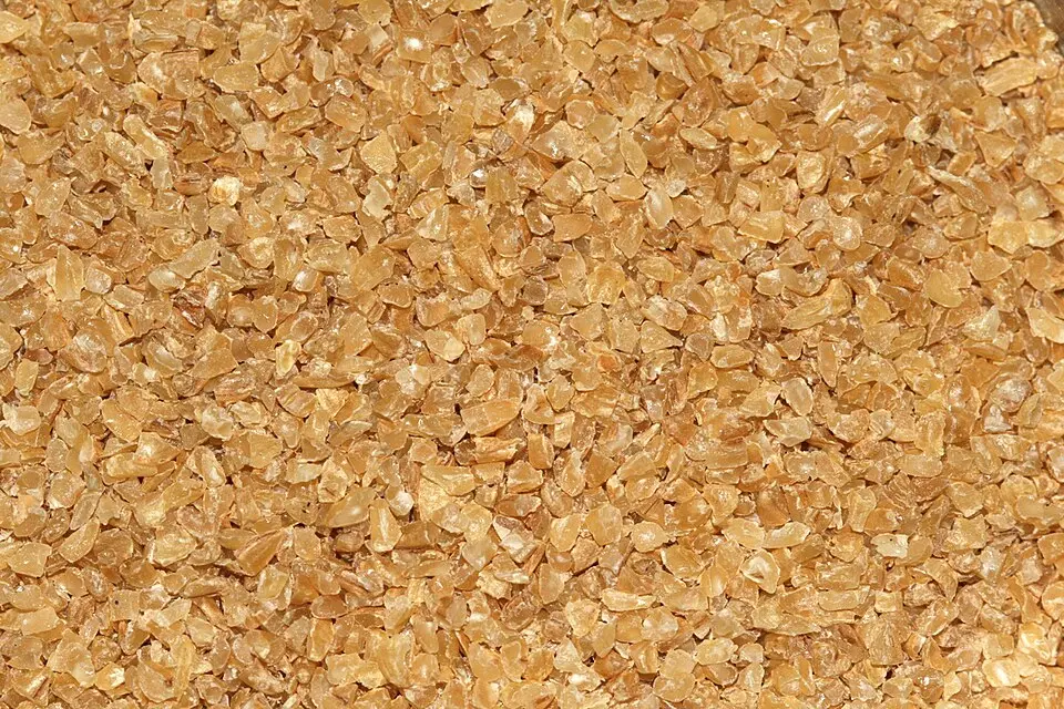 tight close-up of raw broken wheat/granules