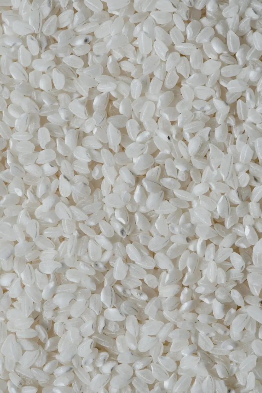Tight crop of short white rice grains