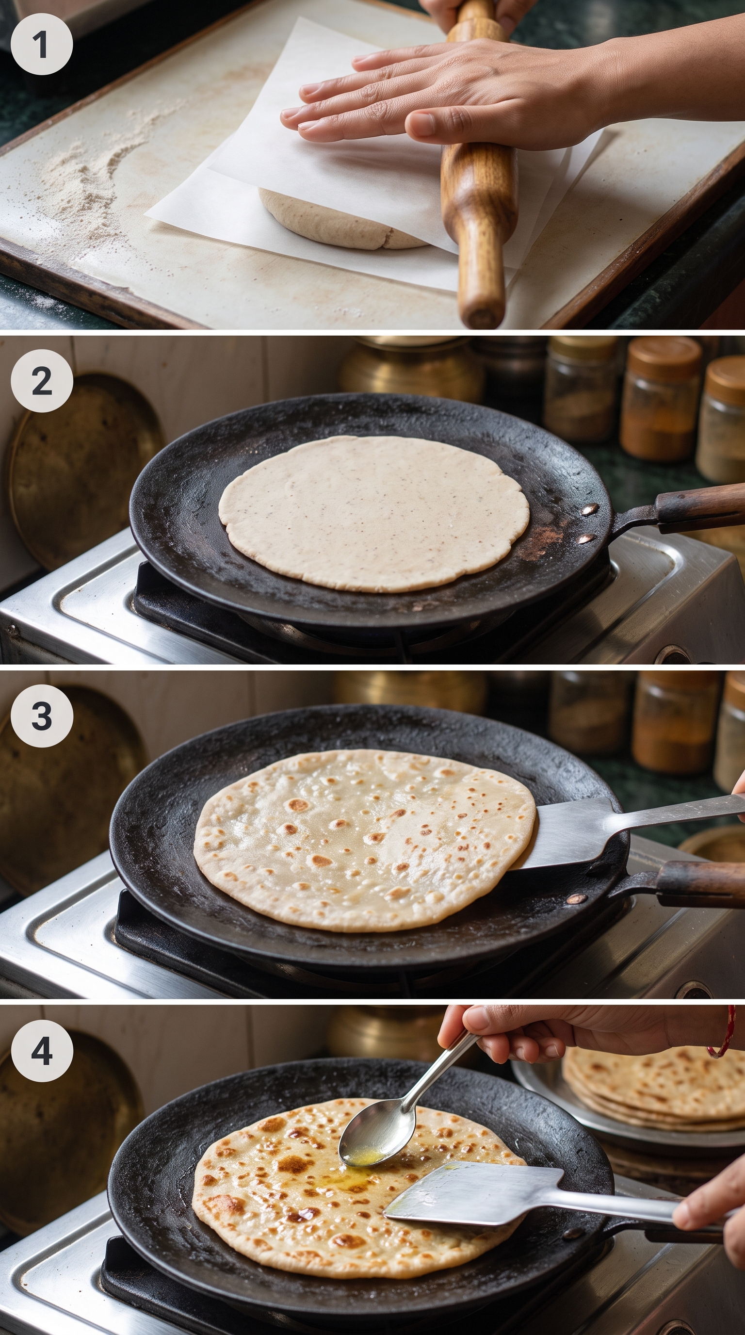 Amaranth Paratha Recipe (Rajgira Atta) | Vrat Paratha: Rajgira Paratha preparation (continued), step by step